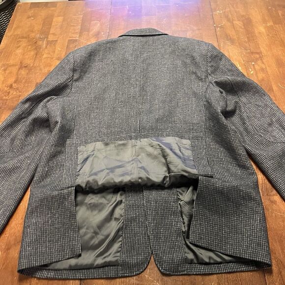 Vintage LL Bean Wool Blend 50 Tall Sport Coat Blazer Overcoat Retro Houndstooth - Picture 8 of 12